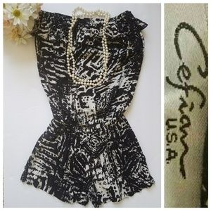 Cefian USA Strapless Romper with Ruffle Top Size S